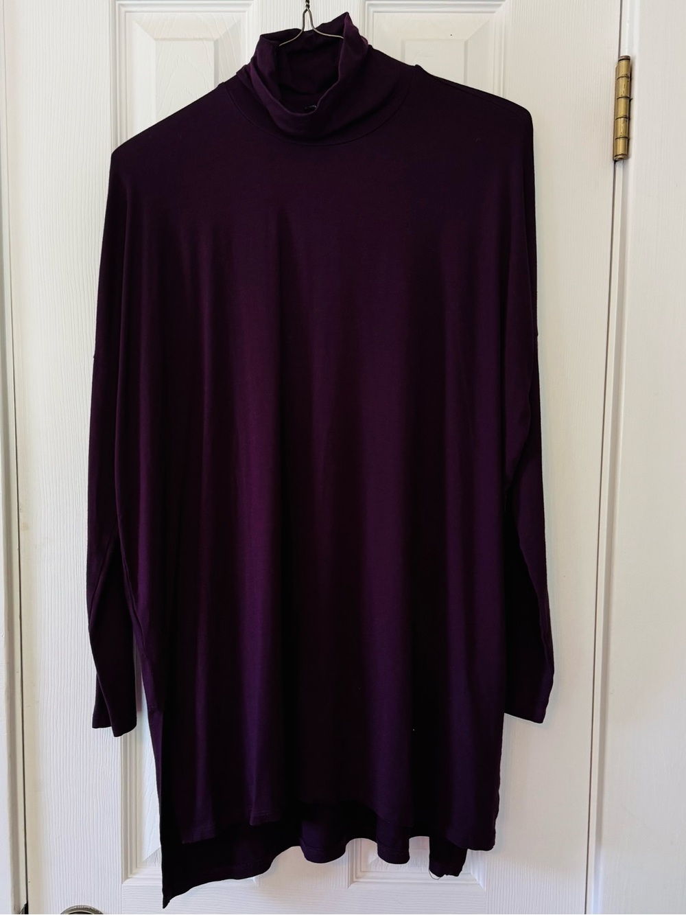Eileen Fisher Eggplant Purple Viscose Blend Turtleneck Tunic Top Size Small